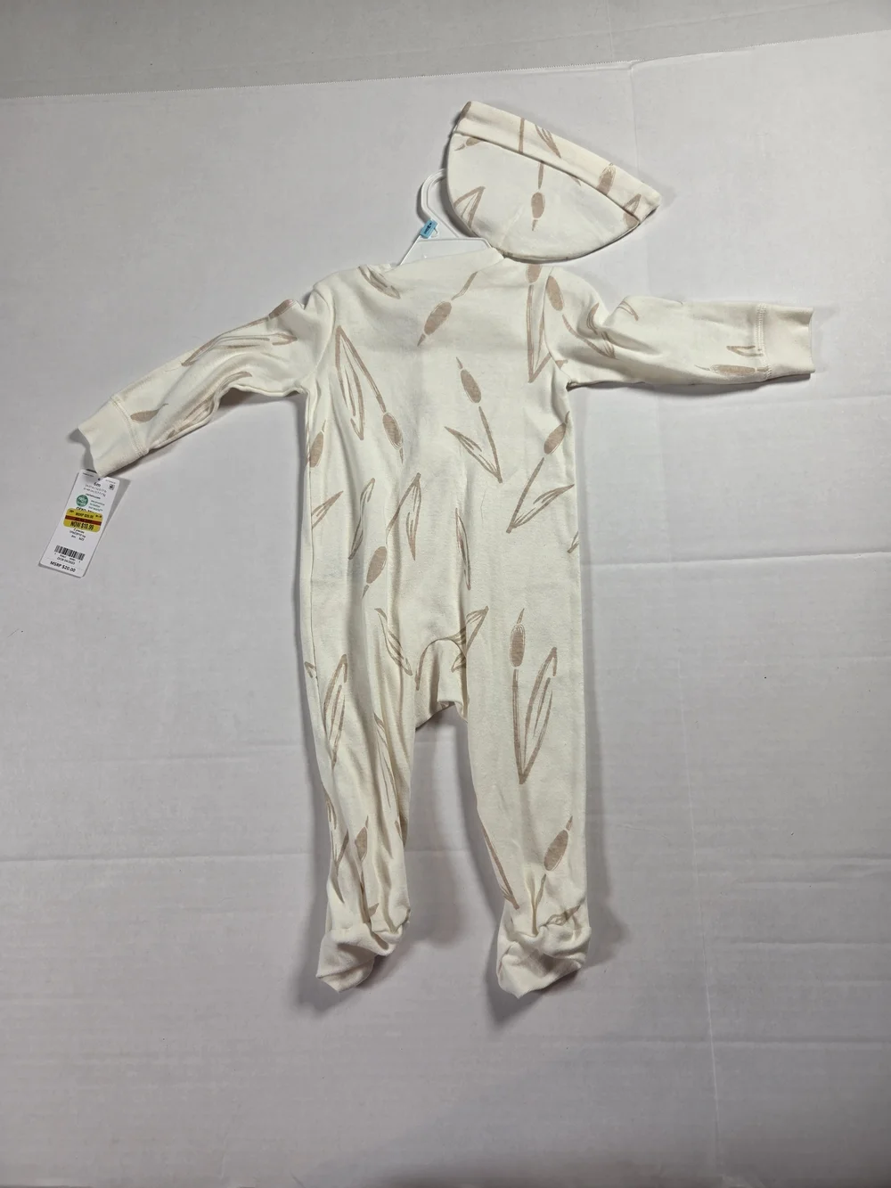 Carters 6 Months Cotton Beige Baby One-Piece with Hat & Footie